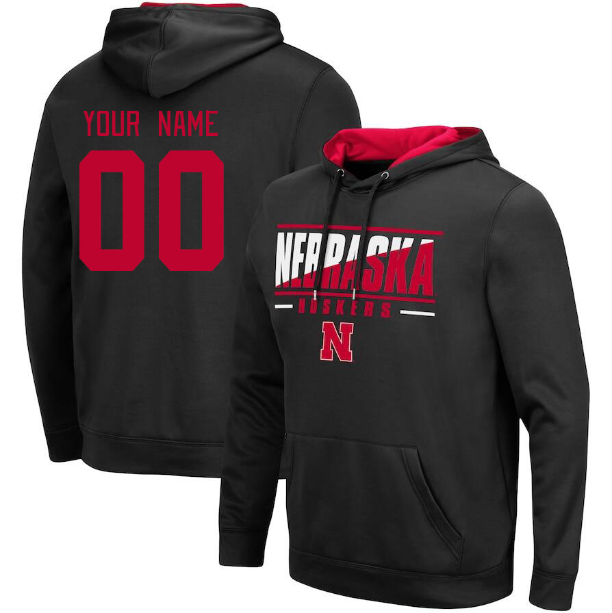 Custom Nebraska Huskers Name And Number College Hoodie-Black - Click Image to Close